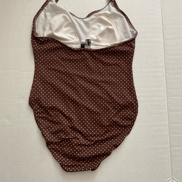 Leilani Brown Pink Polka Dot 1-pc Swimsuit Size 12 - Picture 6 of 16